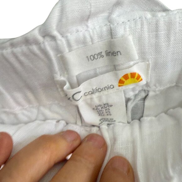 Nwt C&C California 100% Linen Pull-On Paperbag Shorts Womens XS White Vacation - Picture 4 of 10